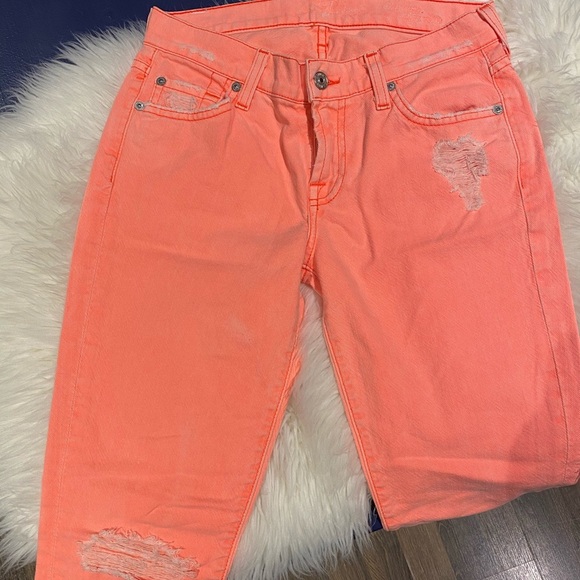 Seven for all mankind neon orange skinny jeans 25 - Picture 1 of 2